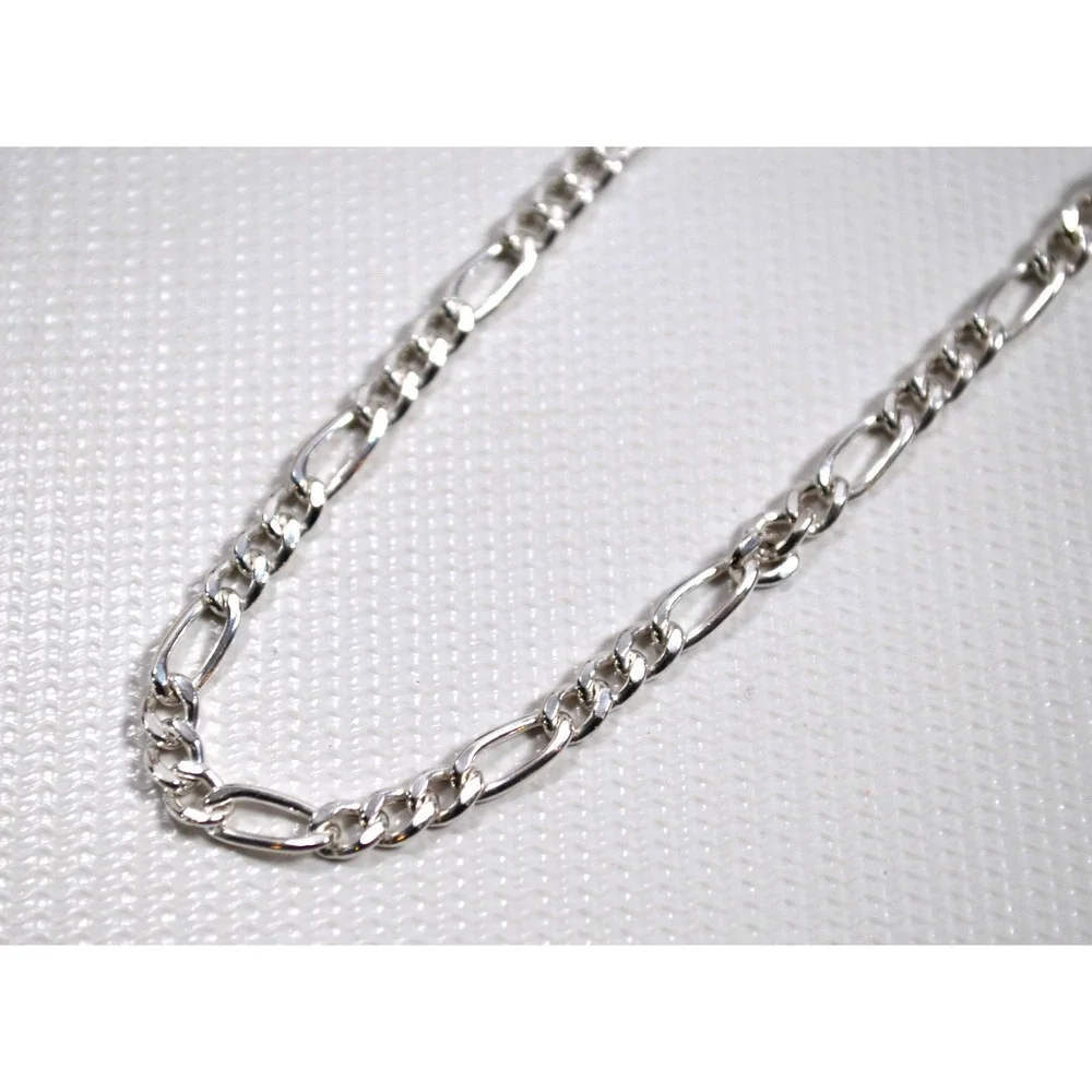 New Jordan Blue‎ Men's Sterling Silver Figaro Chain Necklace 19.5